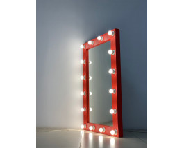 Гримерное зеркало 120x80 красного цвета с подсветкой 16 ламп по контуру
